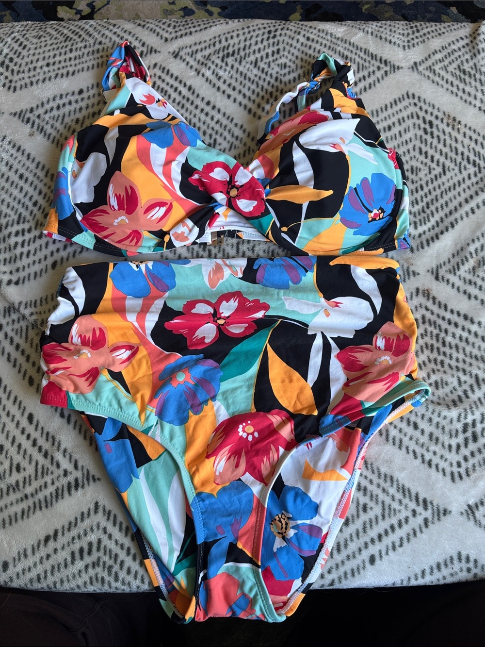 Girls' Floral High-Waist two-Piece Swimsuit - Multicolor